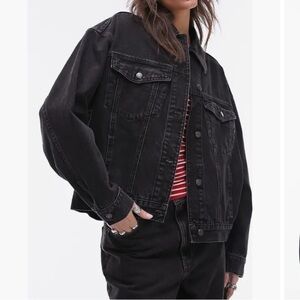 Topshop Oversized Black Denim Jacket